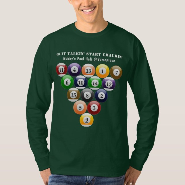 Camiseta Juego de la piscina de las bolas de billar del (Anverso)