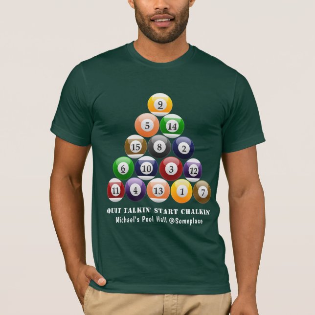 Camiseta Juego de la piscina de las bolas de billar del (Anverso)