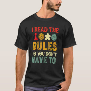 Camiseta Juego de mesa de juegos de mesa que leí las reglas
