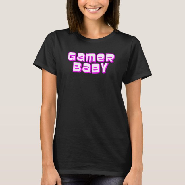 Camiseta Juego de moda bebé Lettering Girly Retro Gaming Te (Anverso)
