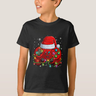 Camiseta Juego de Navidad Videojuego Gorro de Santa Luces J