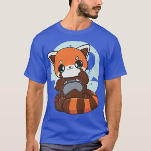 Camiseta Juego de Panda Rojo Jugando Videojuego de Ani más