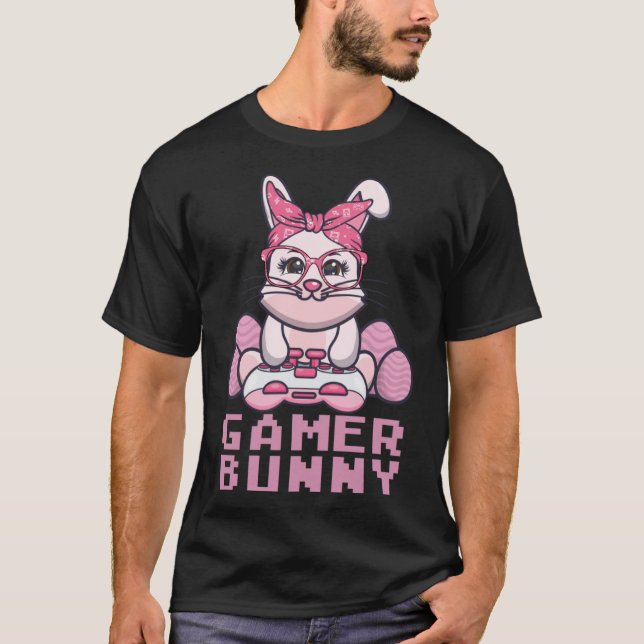 Camiseta juego de pascua gamer videojuegos conejito caza hu (Anverso)