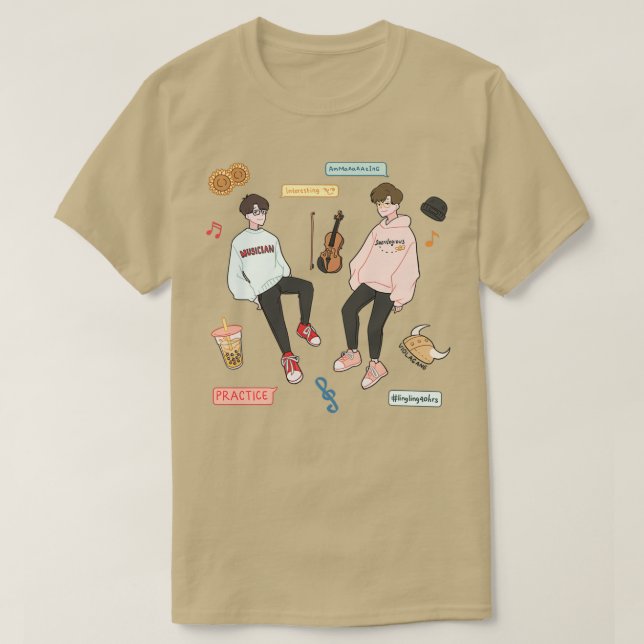 Camiseta Juego de Pegatinas para violines de Twoset  (Diseño del anverso)