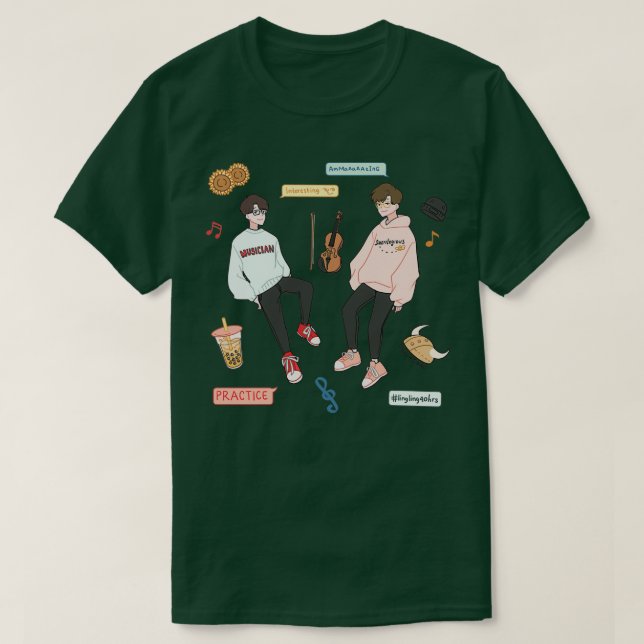 Camiseta Juego de Pegatinas para violines de Twoset  (Diseño del anverso)