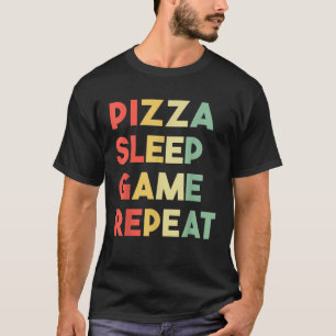 Camiseta Juego de sueño Pizza Repetir regalos de videojuego