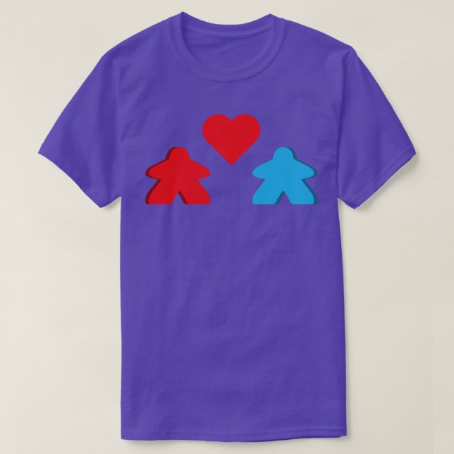 Camiseta Juego De Tablero De Pareja De Meeple Rojo Y Azul S (Diseño del anverso)