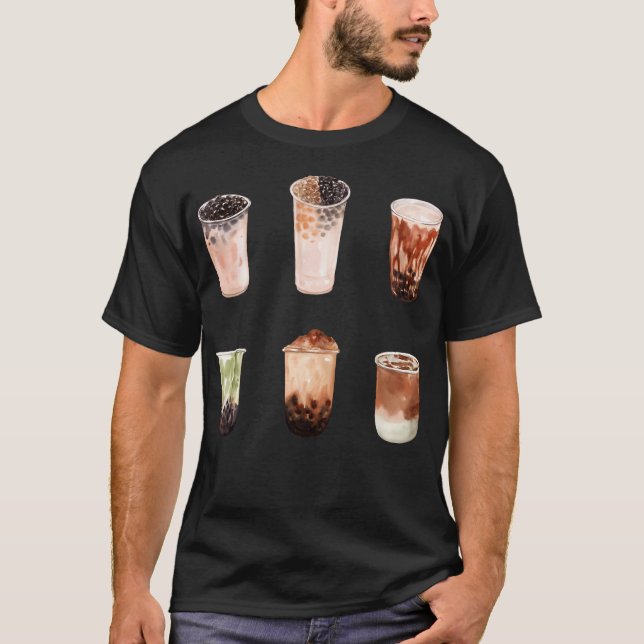 Camiseta Juego de té para leche de Boba con burbujas (Anverso)