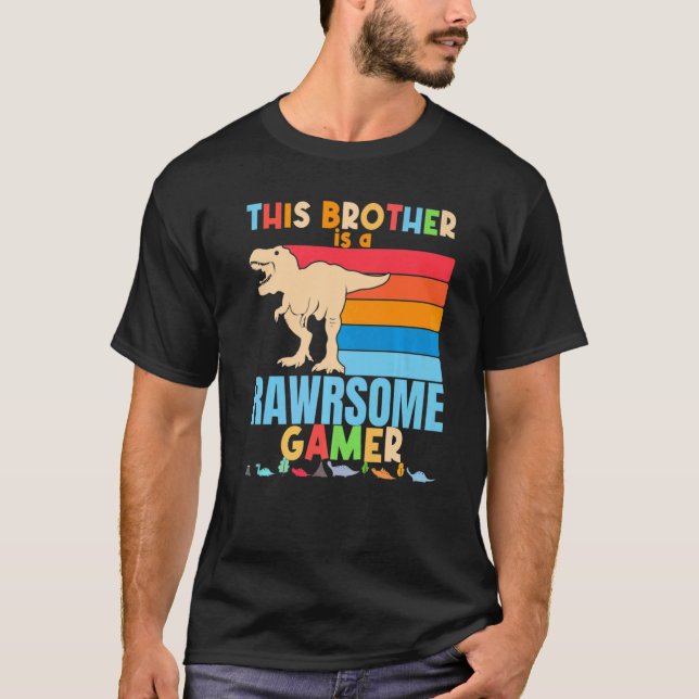 Camiseta Juego de video de Brother Gamer Dinosaur Big Trex  (Anverso)