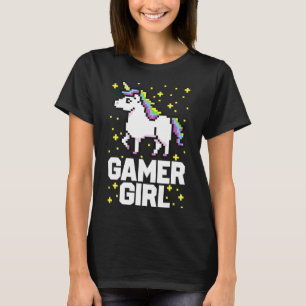 Camiseta Juego de video de Cute Gamer Chica Galaxy Rainbow