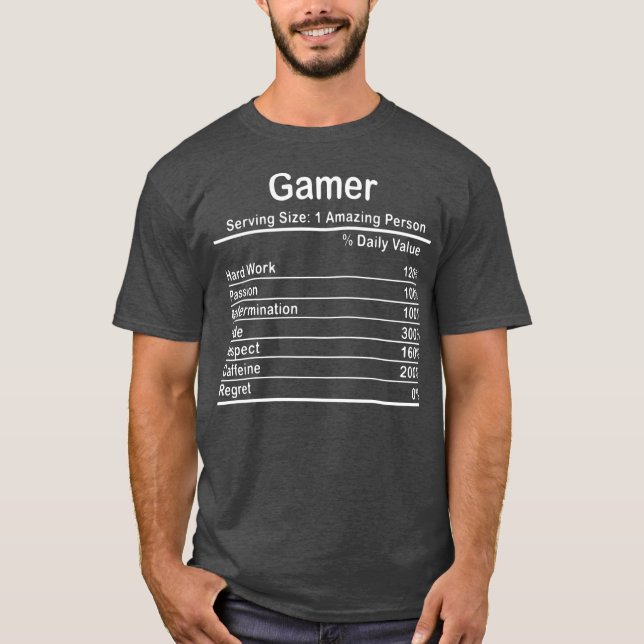 Camiseta Juego de video de gamer de Guay de datos nutricion (Anverso)