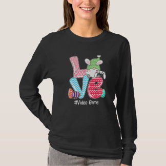 Camiseta Juego de video de Gnome lindo LOVE Bunny Cazando H