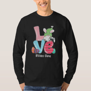 Camiseta Juego de video de Gnome lindo LOVE Bunny Cazando H