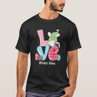 Camiseta Juego de video de Gnome lindo LOVE Bunny Cazando H