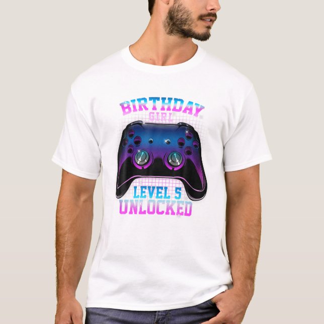 Camiseta Juego de vídeo de nivel 5 desbloqueado (Anverso)
