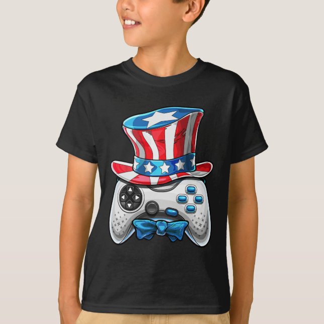 Camiseta Juego de Video del 4 de Julio Bandera Americana Tí (Anverso)