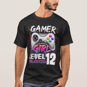 Camiseta Juego de video desbloqueado de nivel 12 de Chica d