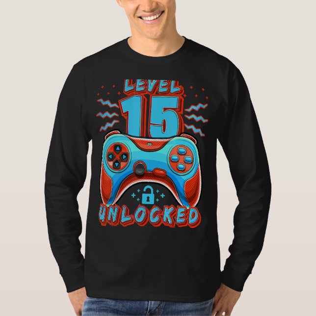 Camiseta Juego de video desbloqueado de nivel 15 Jugador de (Anverso)
