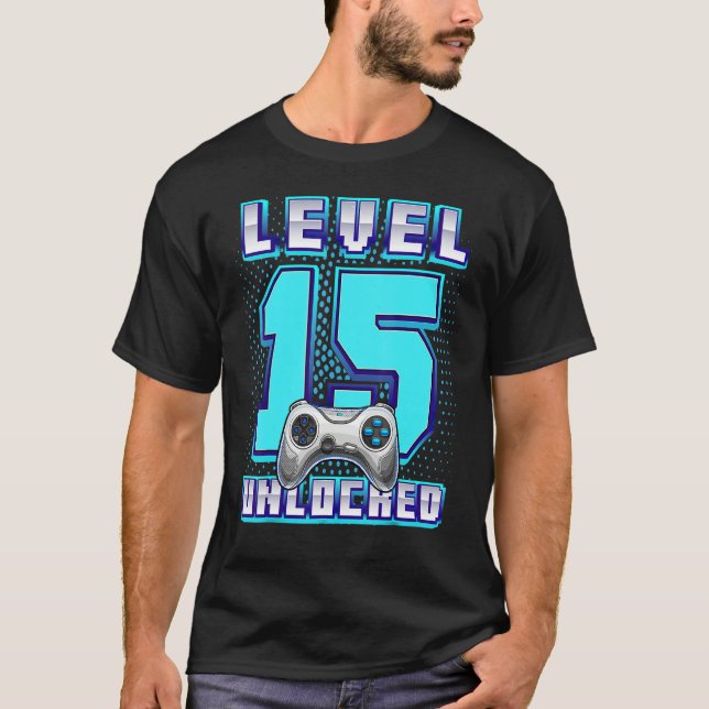 Camiseta Juego de video desbloqueado de nivel 15 Jugador de (Anverso)