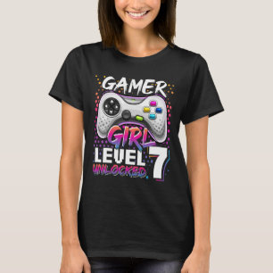 Camiseta Juego de video desbloqueado de nivel 7 de Chica de