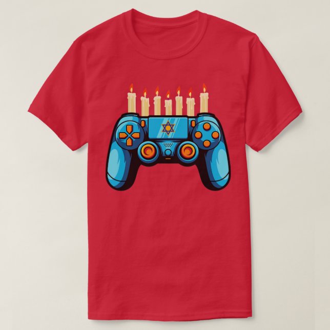 Camiseta Juego de video lindo Hanukkah Menorah (Diseño del anverso)