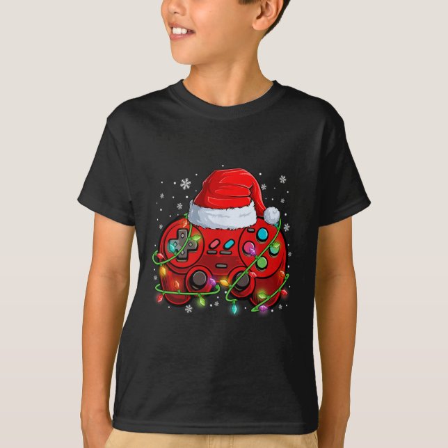 Camiseta Juego de video Navidades de jugadores Santa Hat il (Anverso)