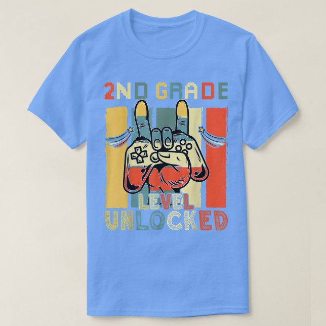 Camiseta Juego de video nivel de juego desbloqueado en 2º g (Diseño del anverso)