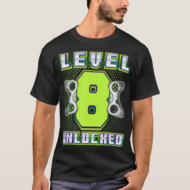 Camiseta Juego de video sin bloquear de nivel 8 Niño Jugado (Anverso)