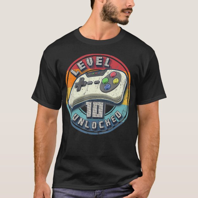 Camiseta Juego de video sin bloquear Nivel 10 Jugador de cu (Anverso)