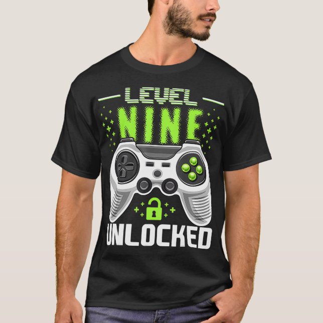 Camiseta Juego de video sin bloquear Nivel 9 Noveno Jugador (Anverso)
