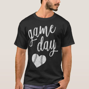 Camiseta Juego Día de béisbol Softball Mamá Regalo Corazón