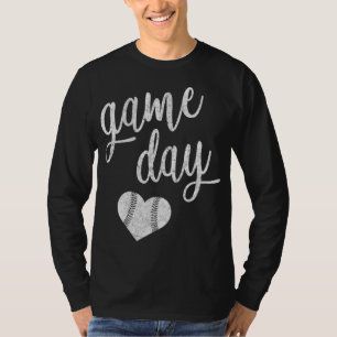 Camiseta Juego Día de béisbol Softball Mamá Regalo Corazón