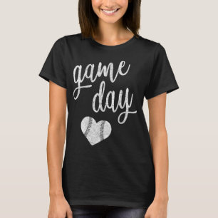 Camiseta Juego Día de béisbol Softball Mamá Regalo Corazón
