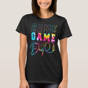 Camiseta Juego Día Neon Tie Dye Retro Softbol Béisbol