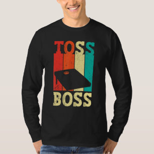 Camiseta Juego Divertido de Cornhole Retro Lanzar Jefe