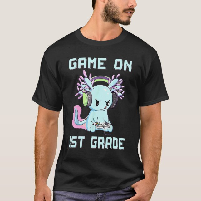 Camiseta Juego En 1er Grado Axolotl Video Gamer De Vuelta A (Anverso)