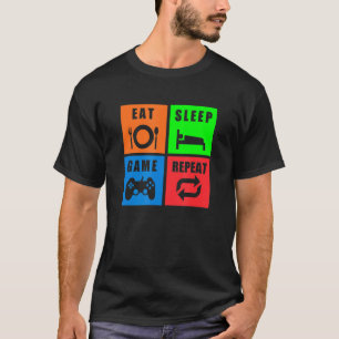 Camiseta Juego Gaming Eat Sleep Juego Repetir Gaming