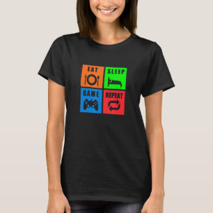 Camiseta Juego Gaming Eat Sleep Juego Repetir Gaming
