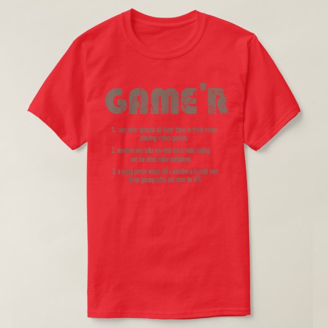 Camiseta Juego Gracioso Gamer Definición Videojuegos Gaming (Diseño del anverso)