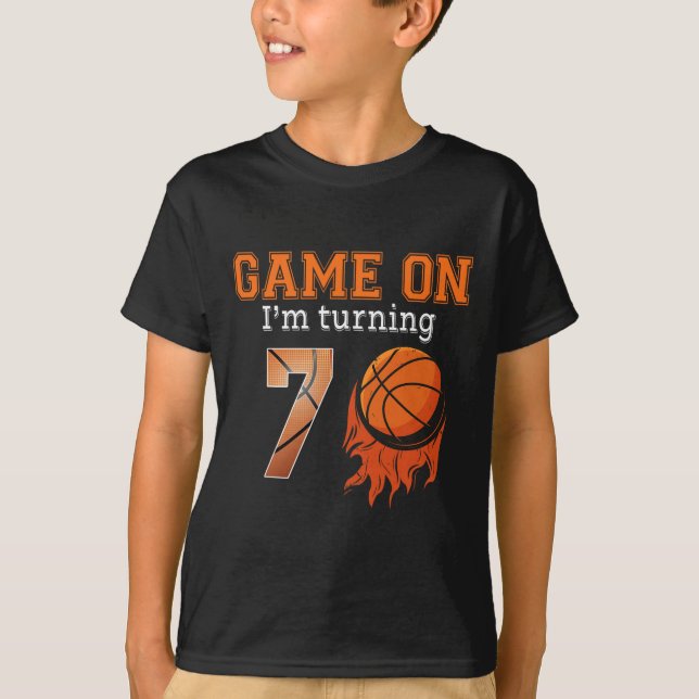 Camiseta Juego I'm Turning 7 Básquetball 7th Birthday Boy (Anverso)