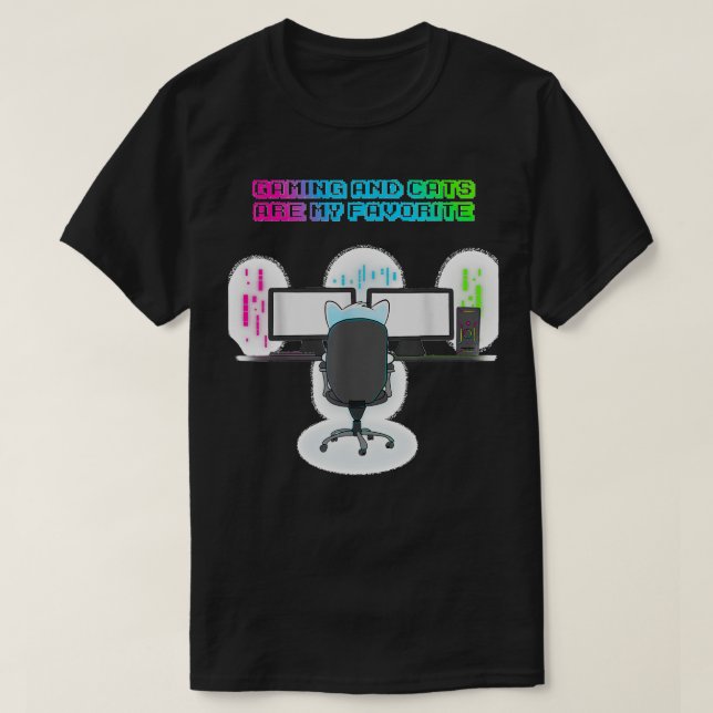 Camiseta Juego, jugador, amante del gato, videojuegos de ga (Diseño del anverso)