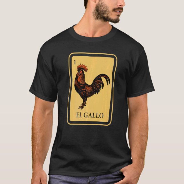 Camiseta Juego mexicano de cartas de bingo El Gallo Raffle  (Anverso)