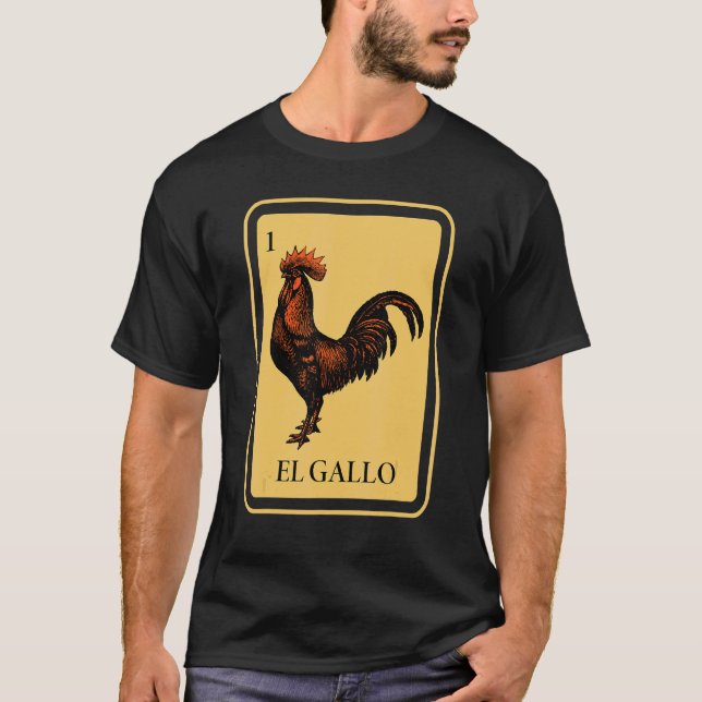 Camiseta Juego mexicano de cartas de bingo El Gallo Raffle  (Anverso)