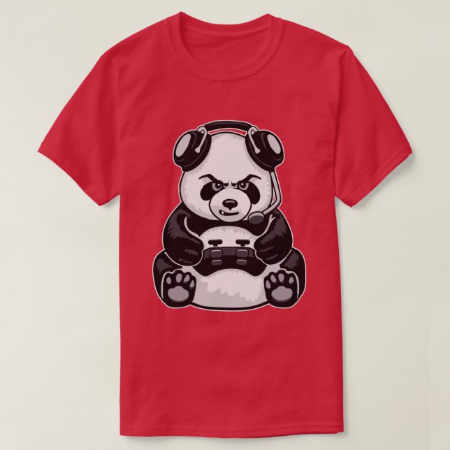 Camiseta Juego Panda Gracioso Jugador de Video de Oso Cuto (Diseño del anverso)