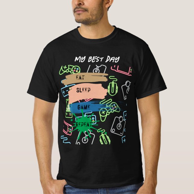 Camiseta Juego: REPETIR EL JUEGO DE DORMIR DE COMIDA - text (Anverso)