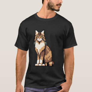 Camiseta Juego Retro de 32 bits Estilo Pixel Art Gato Maine
