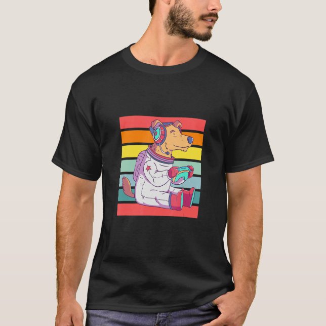 Camiseta Juego retro de perro astronauta (Anverso)
