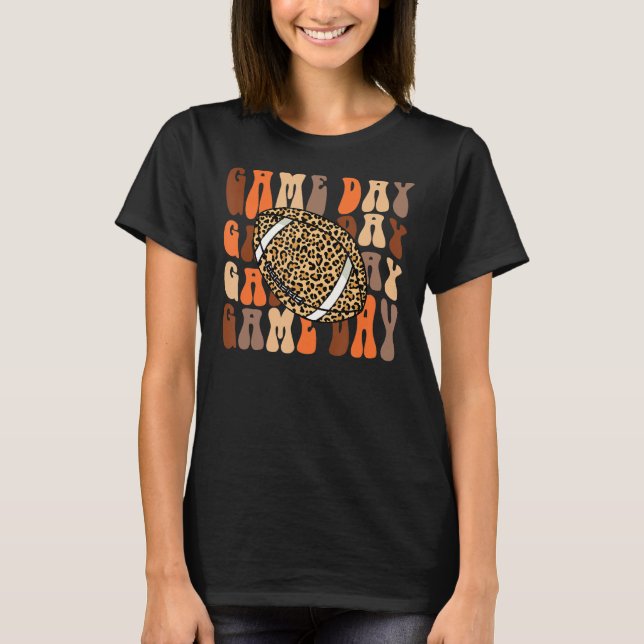 Camiseta Juego Retro Groovy Day Leopard Football Season Gam (Anverso)