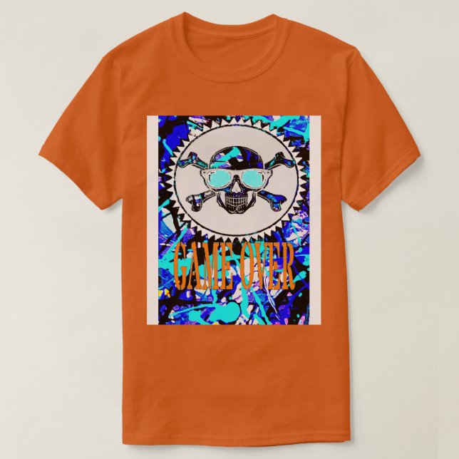 Camiseta juego sobre abstracto azul (Diseño del anverso)