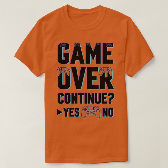 Camiseta Juego Terminado continuar sí no (Diseño del anverso)